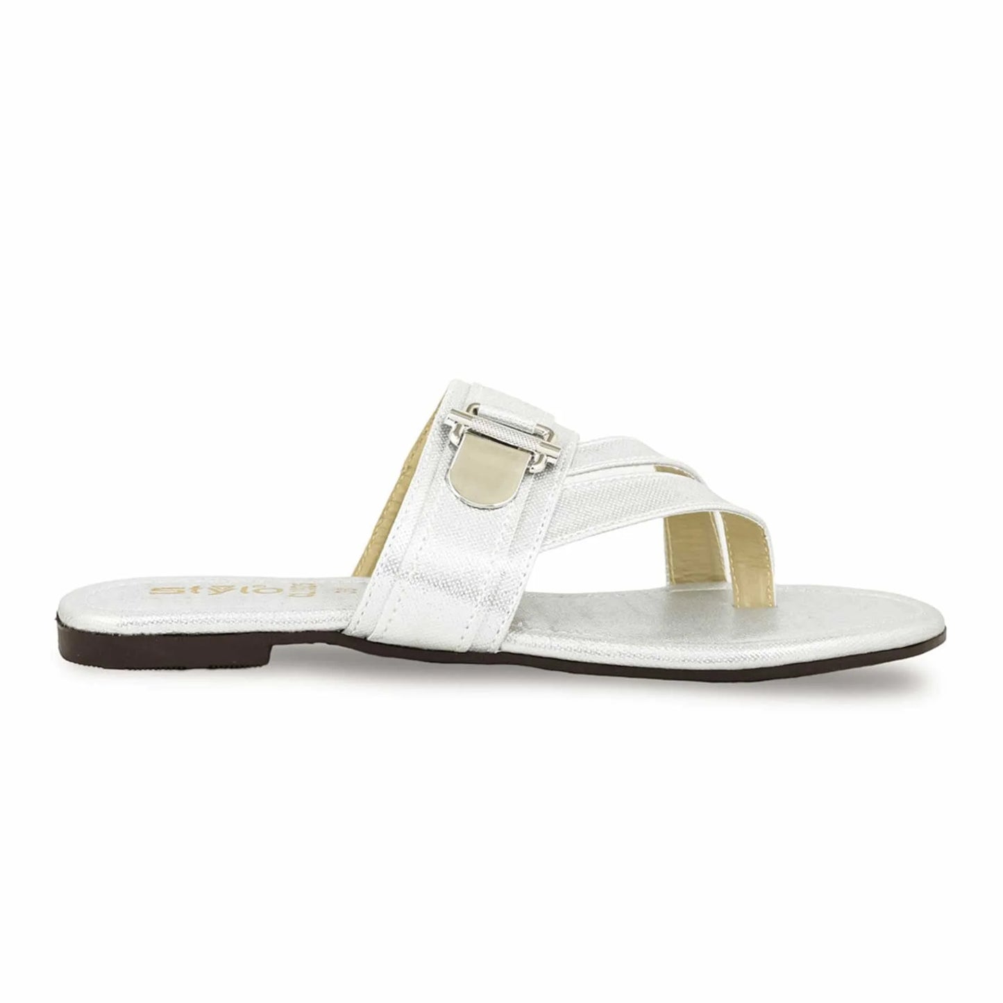 Silver Casual Chappal For Women BM1925