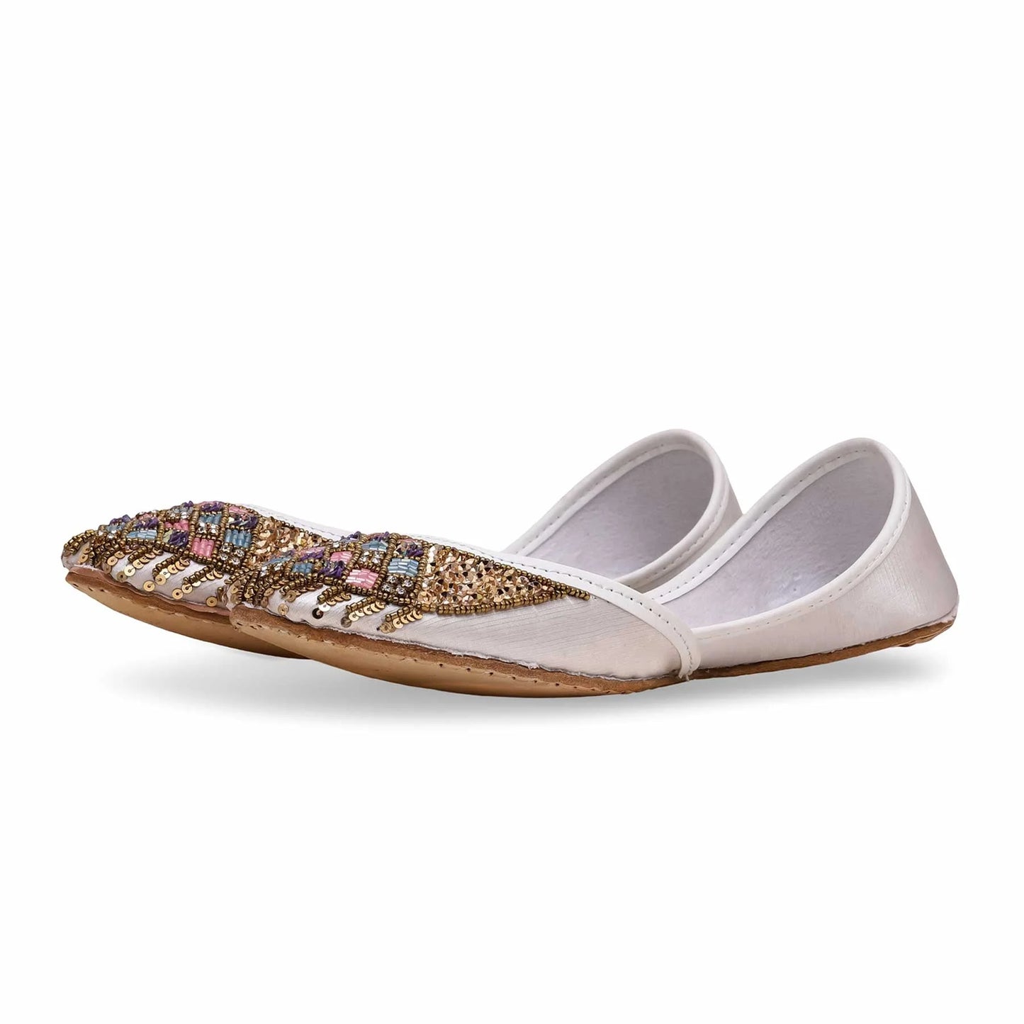 White Fancy Khussa For Ladies BM8413