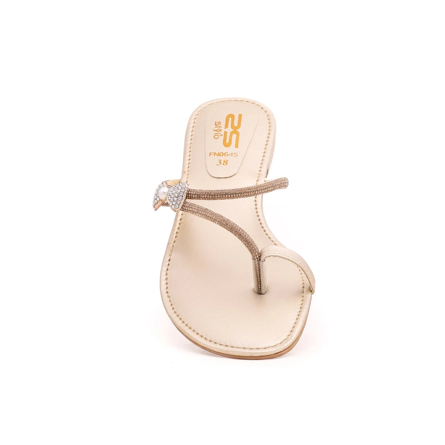 Golden Fancy Chappal For Ladies BM0645