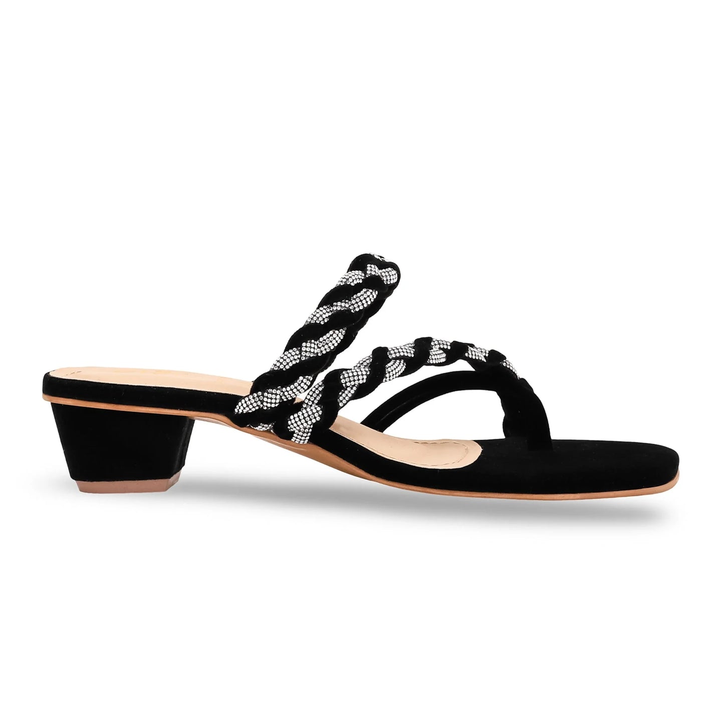 Black Fancy Chappal For Ladies BM0692