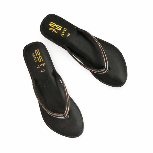 Black Casual Chappal For Ladies BM1757