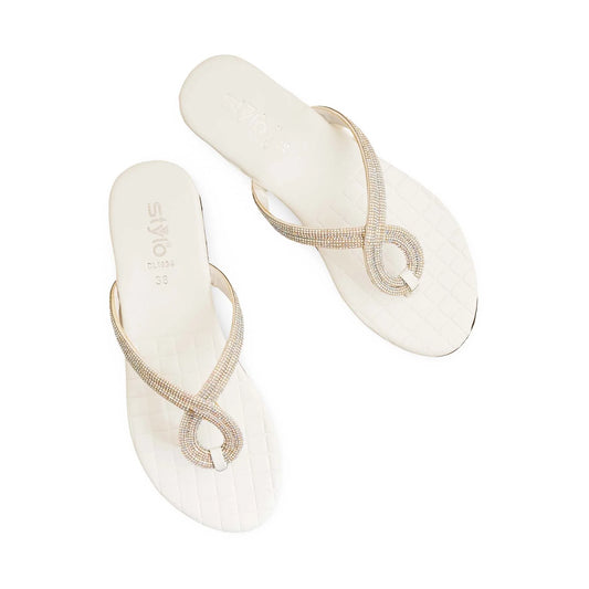 White Casual Chappal For Ladies BM1934
