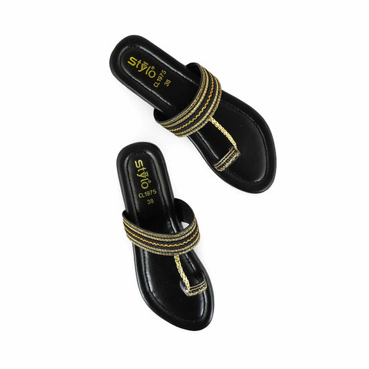 Black Casual Chappal For Ladies BM1975