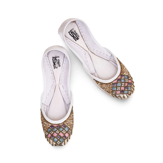 White Fancy Khussa For Ladies BM8413