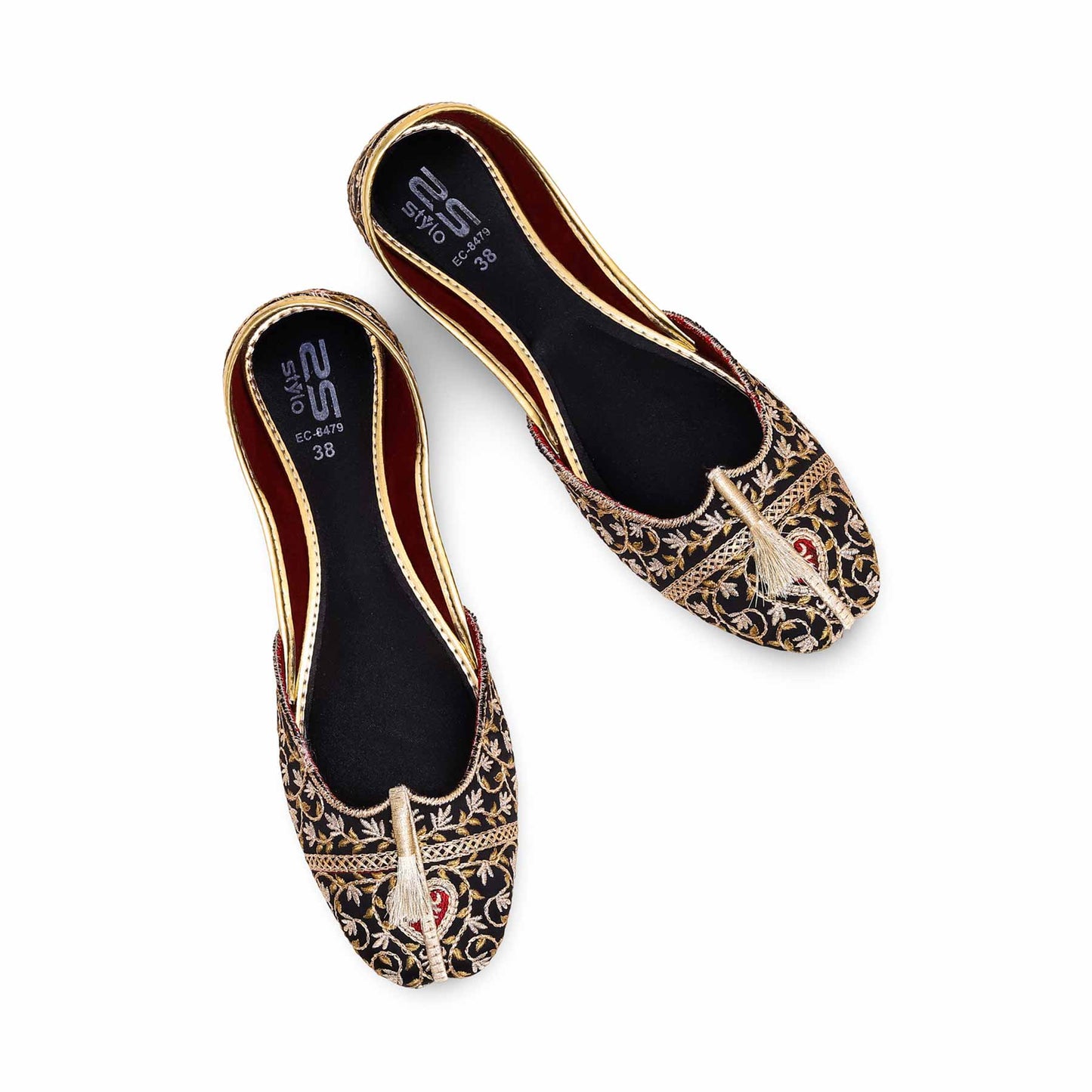 Black Fancy Khussa For Ladies BM8479