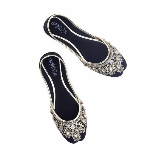 Black Fancy Khussa For Ladies BM8513