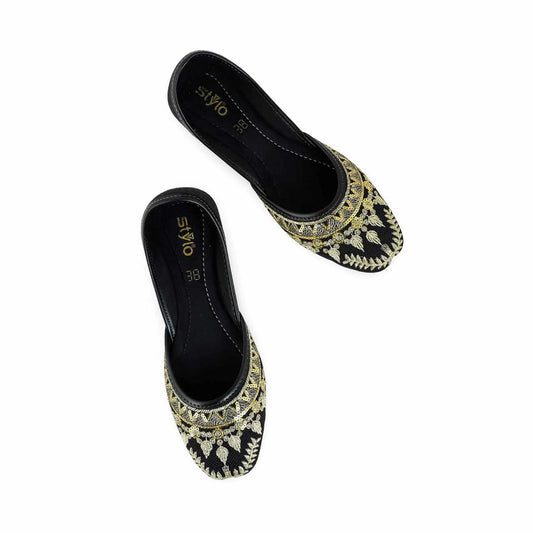 Black Fancy Khussa For Ladies BM8519