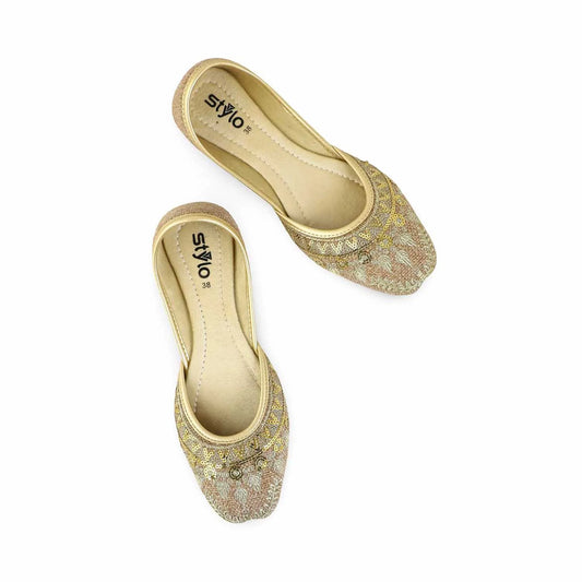 Golden Fancy Khussa For Ladies BM8519