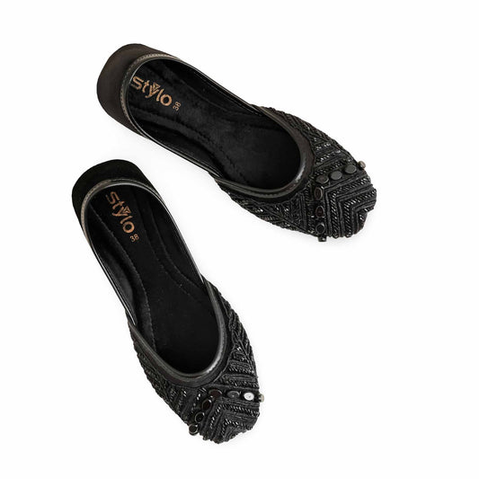 Black Fancy Khussa For Ladies BM8521