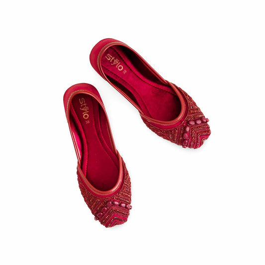 Maroon Fancy Khussa For Ladies BM8521