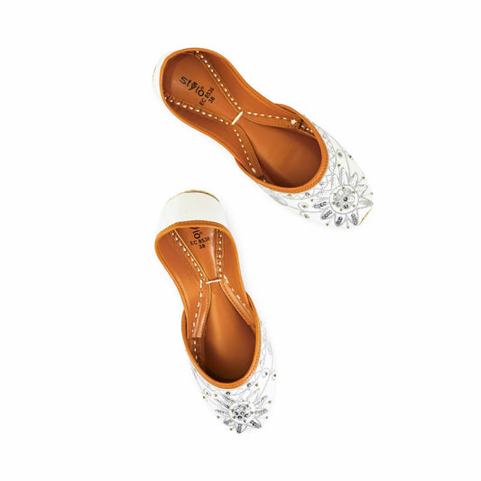 White Fancy Khussa For Ladies BM8536