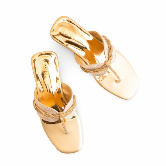Golden Fancy Chappal For Ladies BM0803