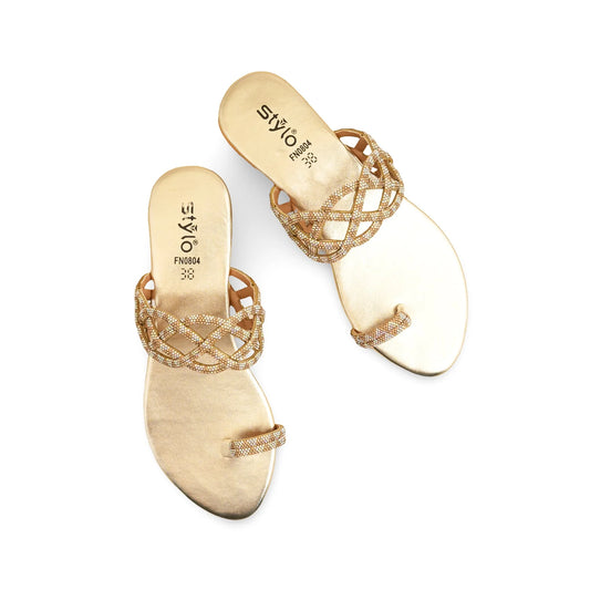 Golden Fancy Chappal For BM0804