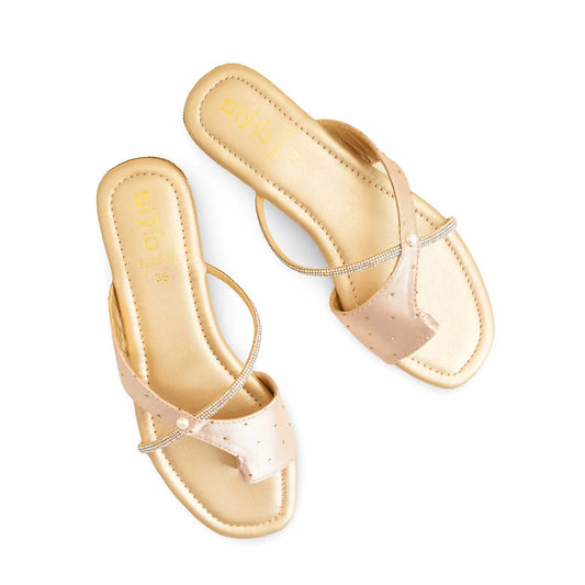 Golden Formal Chappal For Ladies BM0559
